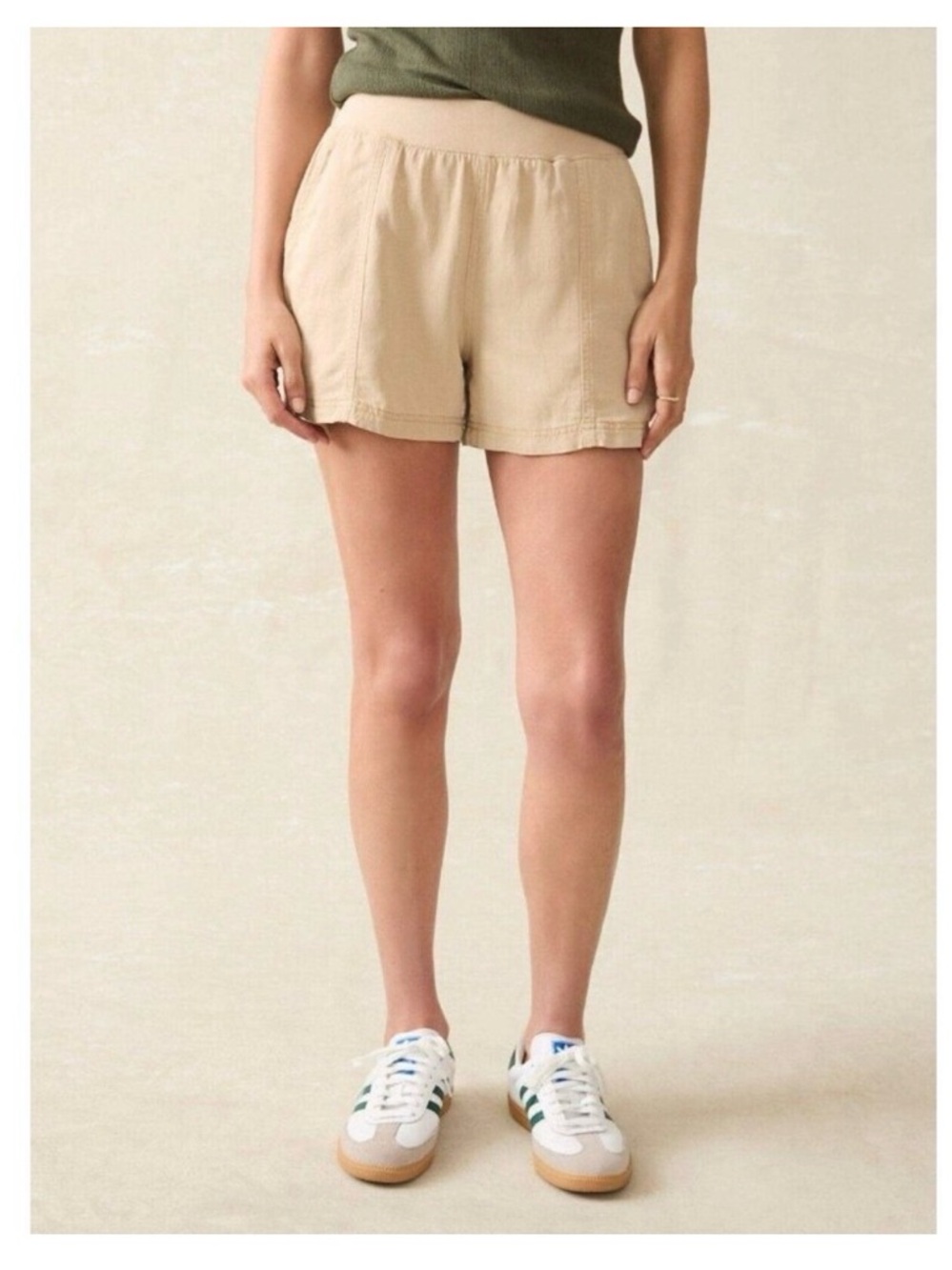 Faherty Women's Tan Elastic-Waist Athletic Shorts